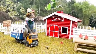 Goes Herding Cows On The  Green Grassland  #BabyMonkeyAnimal #Animal #bimbimonkey Funniest Animals 2023 part 2 | Funny Baby Monkey Bim Bim