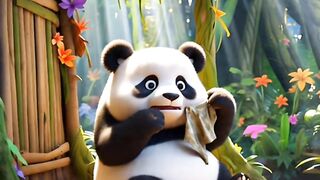 Panda washing clothes