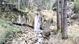 Beautiful mountain view water fall asleep village life beauty