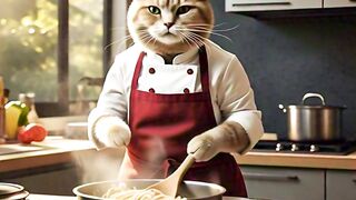 Cat cooked Noodles Funny