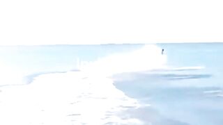 Motorcycle Rides Fast Over Water!