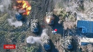 Drones DJI Mavic Ukraine drops bombs destroy Russian tanks in Donbass