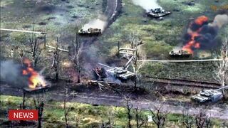 Ukrainian paratroopers destroys Russian tanks in Donetsk battlefield