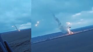 Ukrainian troops shoot Russian helicopter out of the sky with truck guns