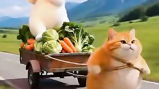 The Orange cat is so unlucky today #funnyvideos #funnycats #bunny  #cat #catshorts