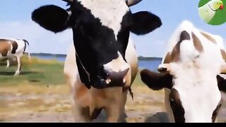 Beautiful Cows grazing in Field