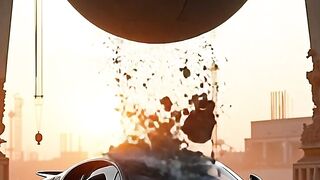 Luxury car destroyed
