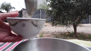 فطور في البادية خبز بالزبدة و البيض البلدي  روتين المرأة المغربية البدوية