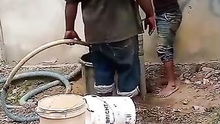 The process of drilling water in a citizen's house