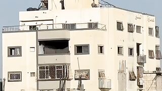Another close up footage documenting the first moments of the Israeli occupation strike on Al-Noor Tower in northern Gaza.