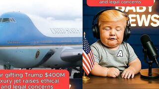 Donald Trump the Baby Newscaster Gets a 400M $ Jet Gift from Qatar!_ _ Billion-Dollar Meme Drop Out.