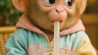 Cute monkey sipping