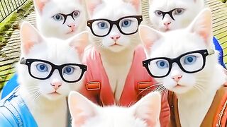 Five Cats taking selfies together