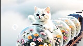Cat enjoying in train
