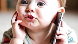 Cute Kid On Phone