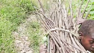 Anak di pendalaman Papua sepulang sekolah .