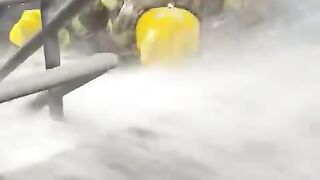 Blindfolded Fire Students Stumble As Hose Sprays And Stairs Make It Harder ‎