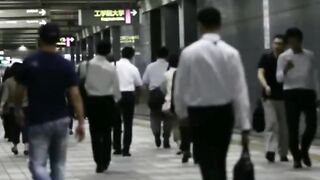 People in subway hall