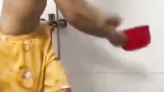 Strange people take a shower but don't get wet