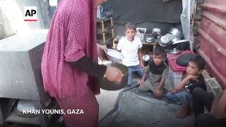 Displaced Palestinian families face grim first day of Eid Al-Adha holiday with little to eat.