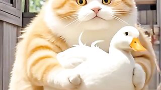 “The Orange Cat Saved the Duck… Then Cooked Him?! ”