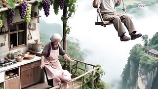 Old lady and old man in happy life