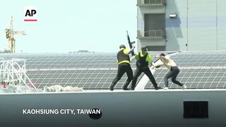 Taiwan President Lai oversees Coast Guard's anti-terror drill in Kaohsiung Harbor.