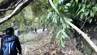 Strong winds accompanied by heavy rain