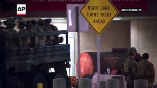 National Guard troops seen in Los Angeles after deployment to quell protests.