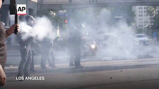 LA protests- Law enforcement uses tear gas, rubber bullets and flash bangs.