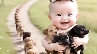 Baby and dog video ????????