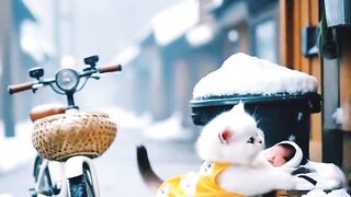 Cat caring baby