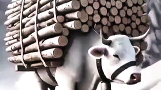 Beautiful story of a hardworking cow and monkey
