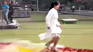 Others running on the bridge VS this kid
