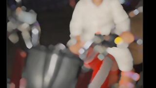 The child is riding a bike.