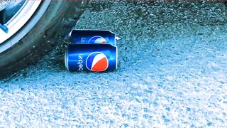 Overwhelming experiments! Car vs crunchy and soft things! Coca-Cola, Fanta, Mirinda, Mnt Dew