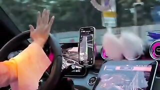 Beautiful girl drawing car #music