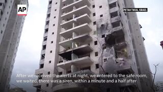Residential building in Petah Tikva hit following Iranian missile attack.