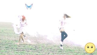 Girls Playing With Smoke Bomb