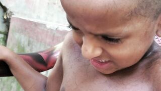 Little girl without hare style