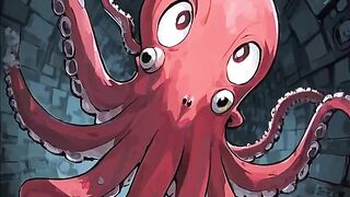 An octopus runs full speed ahead in a fish market