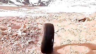 Video shoot prank on the top of mount