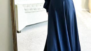elegant navy blue long sleeve maxi dress ruched detail -
