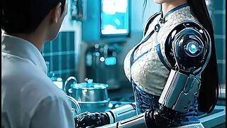 Robot Girl in kitchen
