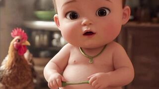 Fat baby eat everything even the hem