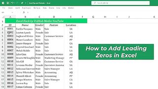 Format Number in Excel with Leading Zero - Add Leading Zeros in Excel(360P)