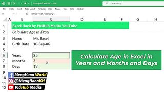 How to Calculate Age in Excel in Years and Months and Days _ Excel Hacks(360P)