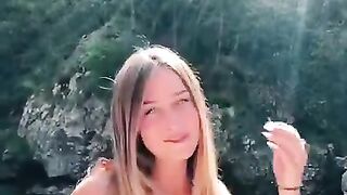 Amazing Beautiful Girl dancing at the top of beach