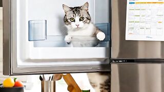 cute cat cooking and eating