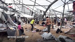 Israeli strike hits tents sheltering displaced Palestinian families in Muwasi.
